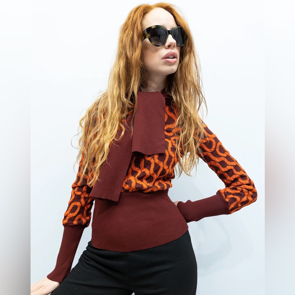 💎RARE VTG 90s Vivienne Westwood x Wolford Squiggles Stretch Top - S - Picture 1 of 16